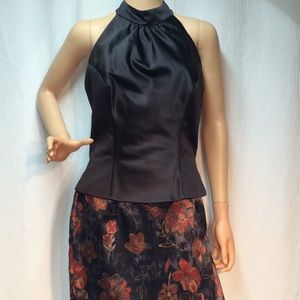 Vintage Impression black satin halter top